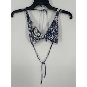 Tory Burch Baltic Sea Dream String‎ Bikini Top Triangle Printed Navy Size XS
